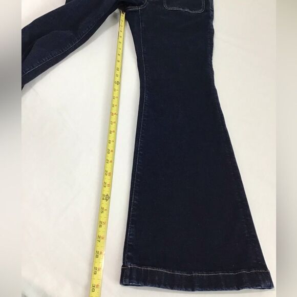 American Eagle Outfitters Dark Blue Flared Leg Jeans Patch Pocket Size 12 - Picture 12 of 12